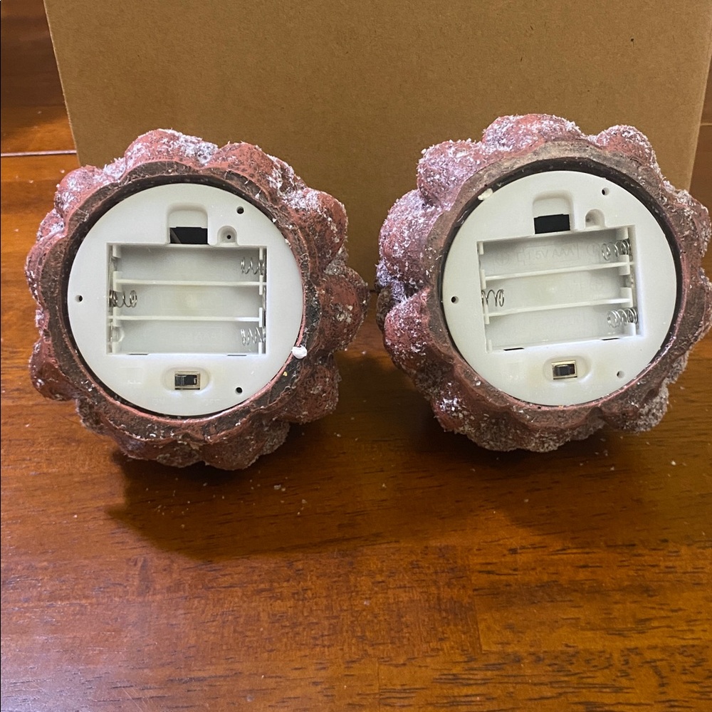 Rustic Pinecone LED Candles - Brown and Orange NiB - Picture 3 of 5